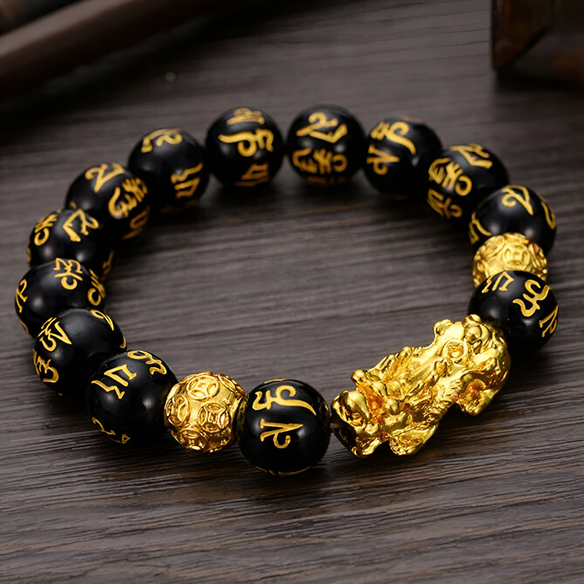 Pulsera de obsidiana negra Feng Shui
