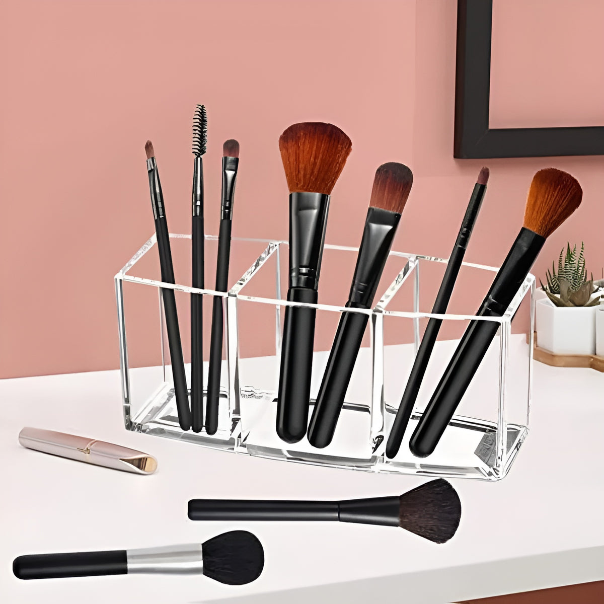 Organizador de maquillaje de 3 secciones – Detalle y presentación – NQLN Store Venezuela