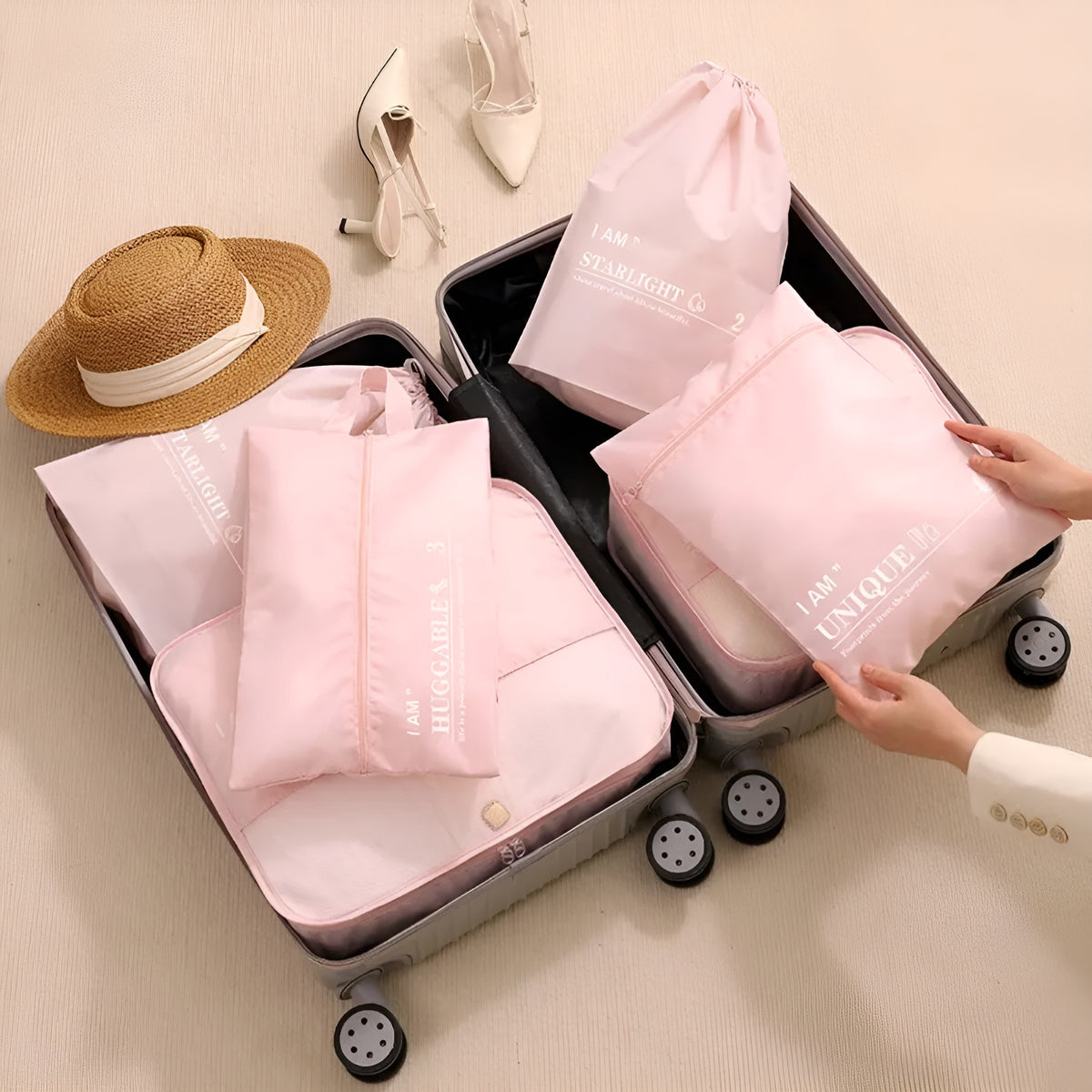 Set de bolsas de viaje para organización en maleta (Pack de 6) – Tienda online NQLN Store Venezuela
