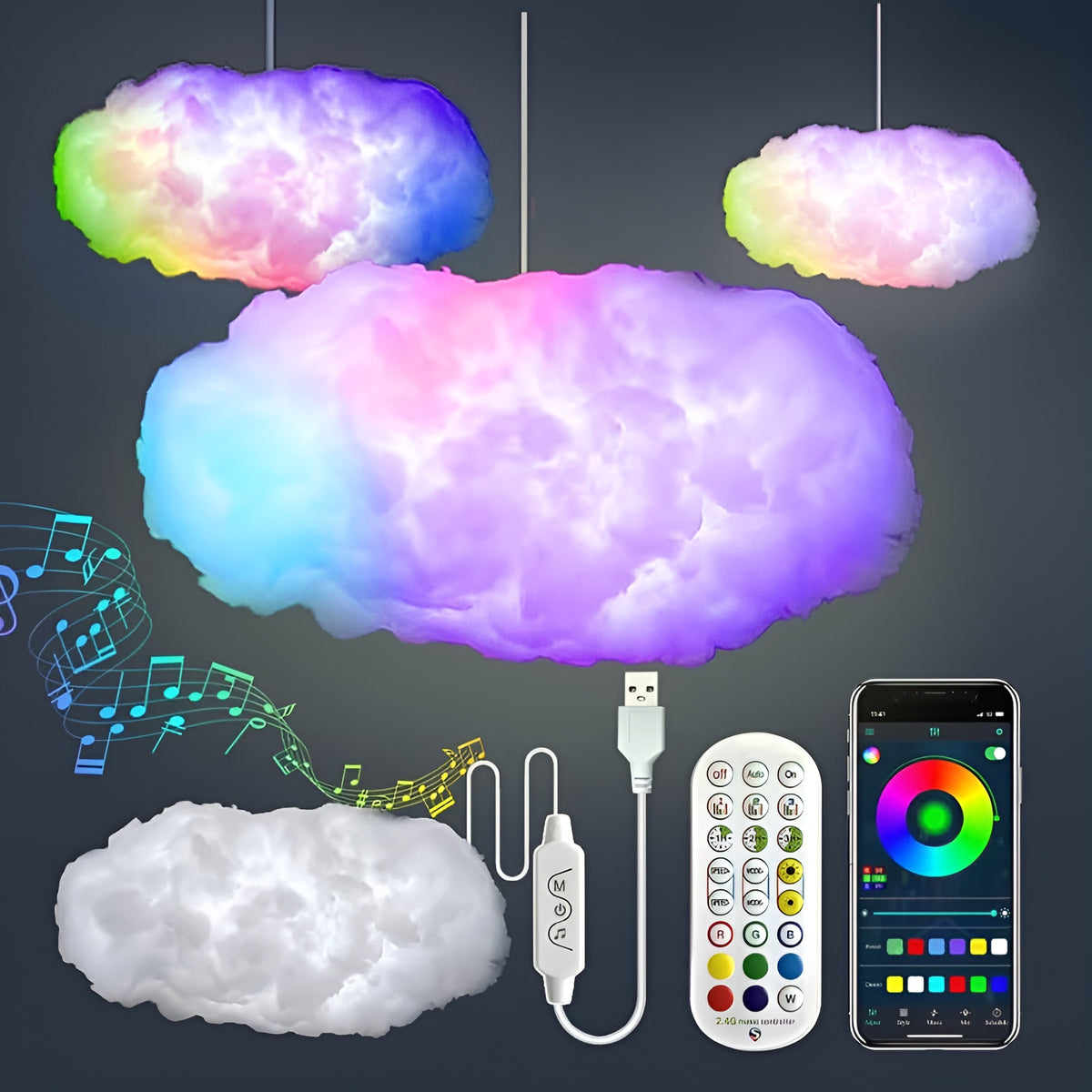 Luces LED en forma de nubes 3D – Tienda online NQLN Store Venezuela