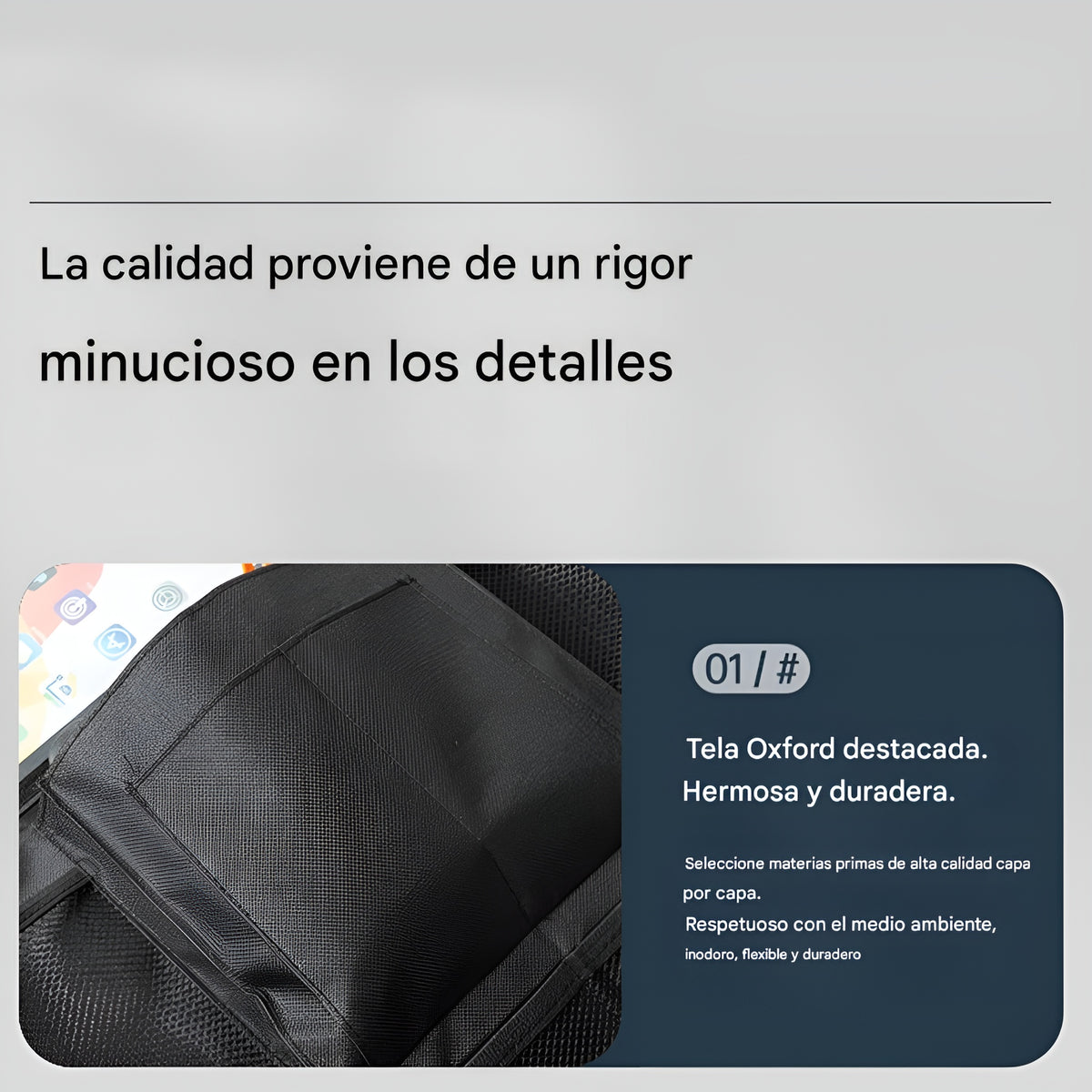 Organizador para asiento trasero de carro (1 unidad) – Vista adicional – Disponible en NQLN Store Venezuela