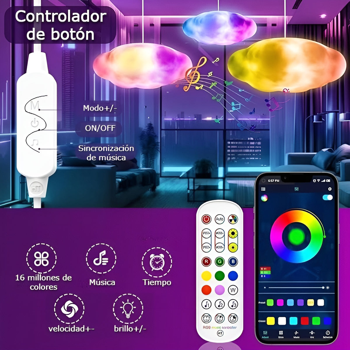 Luces LED en forma de nubes 3D – Tienda online NQLN Store Venezuela