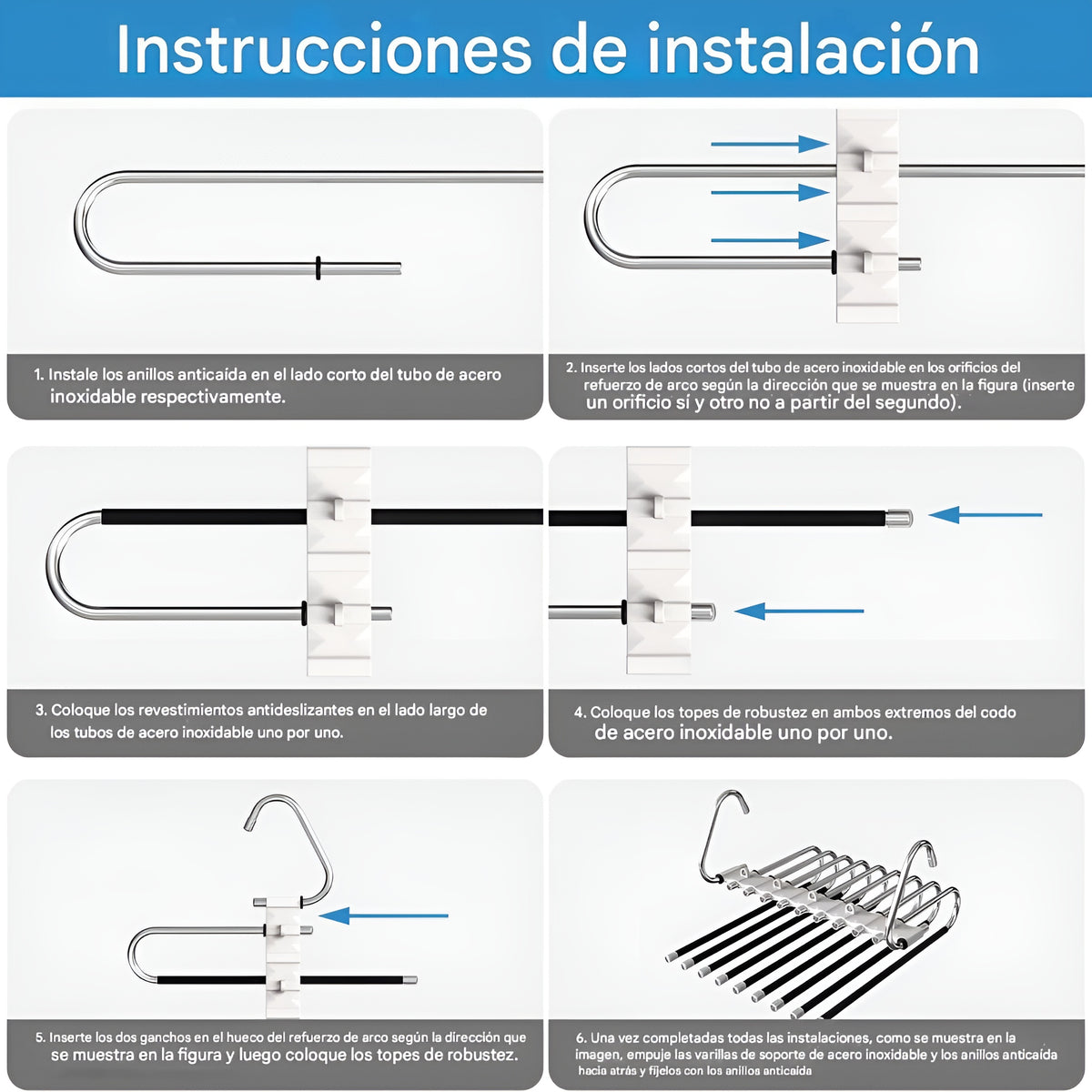 Colgador pantalones de acero inoxidable (1 unidad)