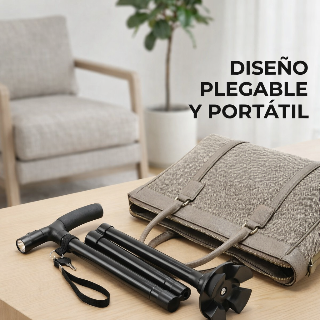 Baston plegable portatil con linterna