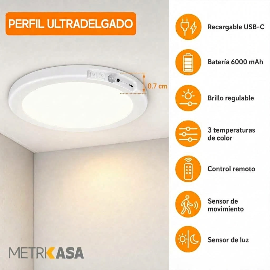 Lampara magnetica de 5W con sensor para techos Metrikasa