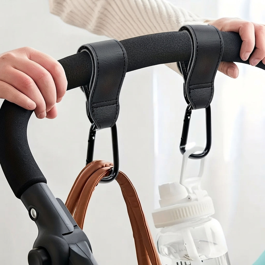 Gancho ajustable de cuero organizador para cartera en carrito de bebe