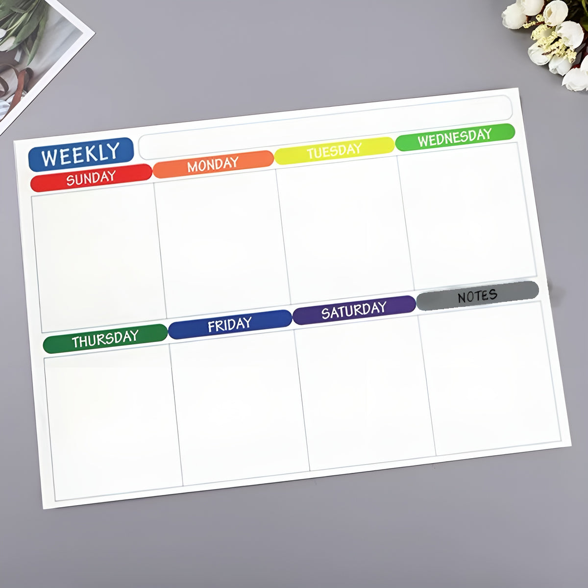 Calendario y pizarra blanca magnetica para nevera