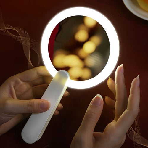 Espejo de viaje con luz LED portatil