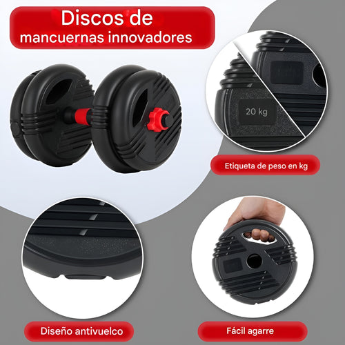 Kit de Pesas y Mancuernas Ajustables