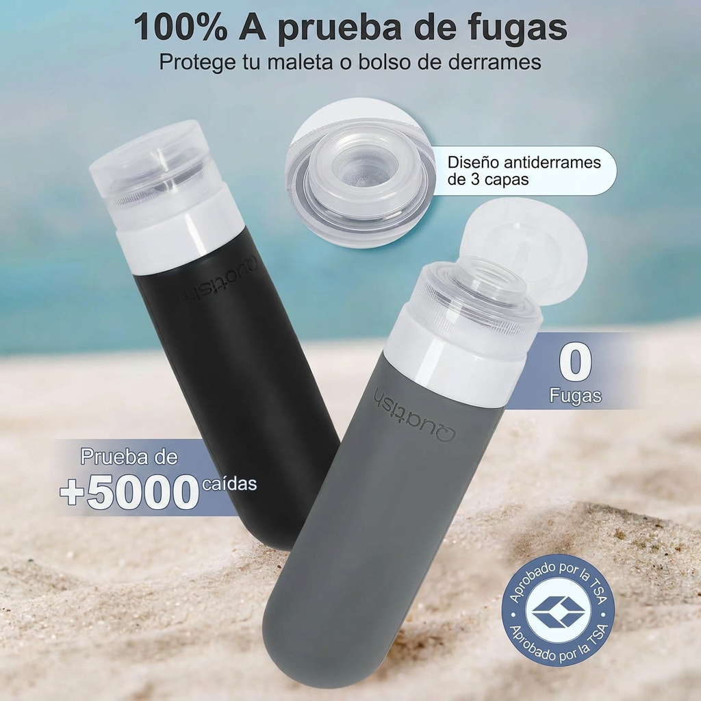 Botellas de silicona de viaje para aseo Personal (16 unidades set)