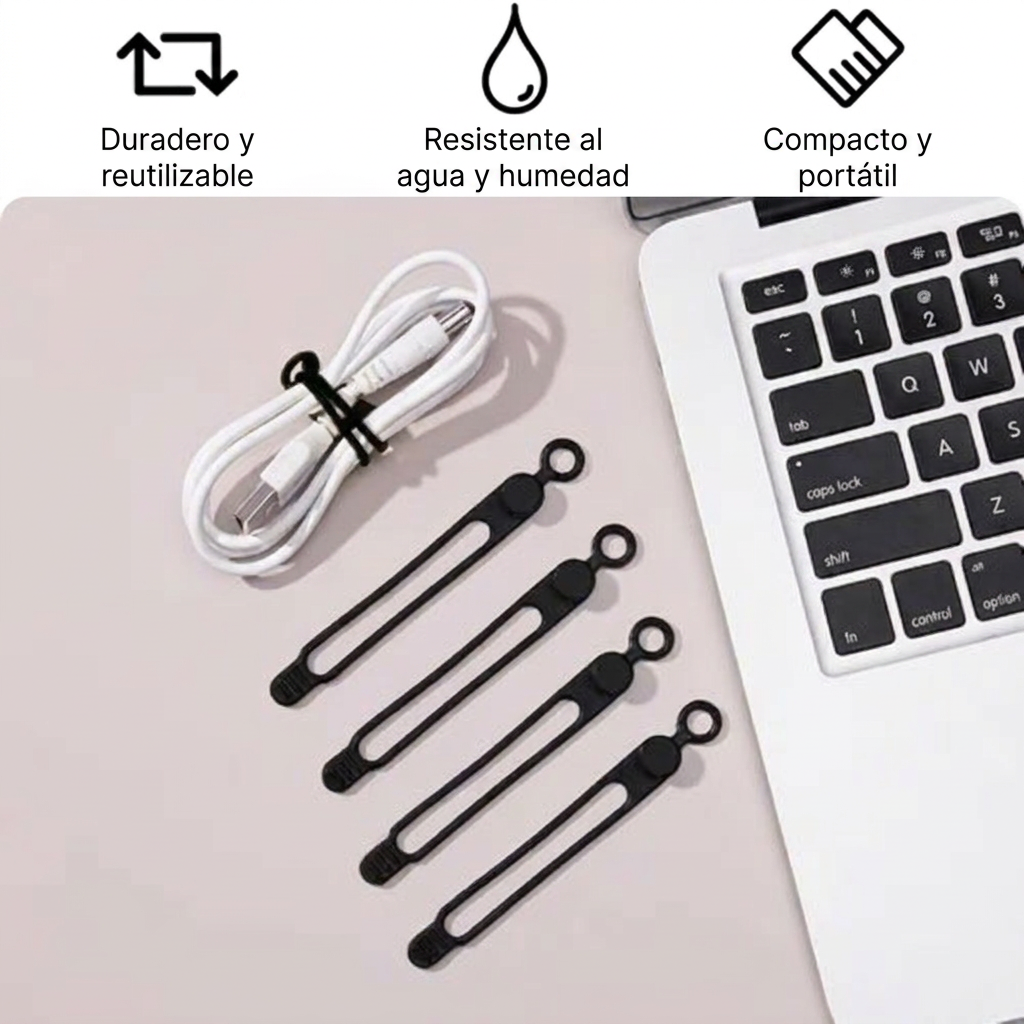 Organizador de cables elastico (Pack de 10)