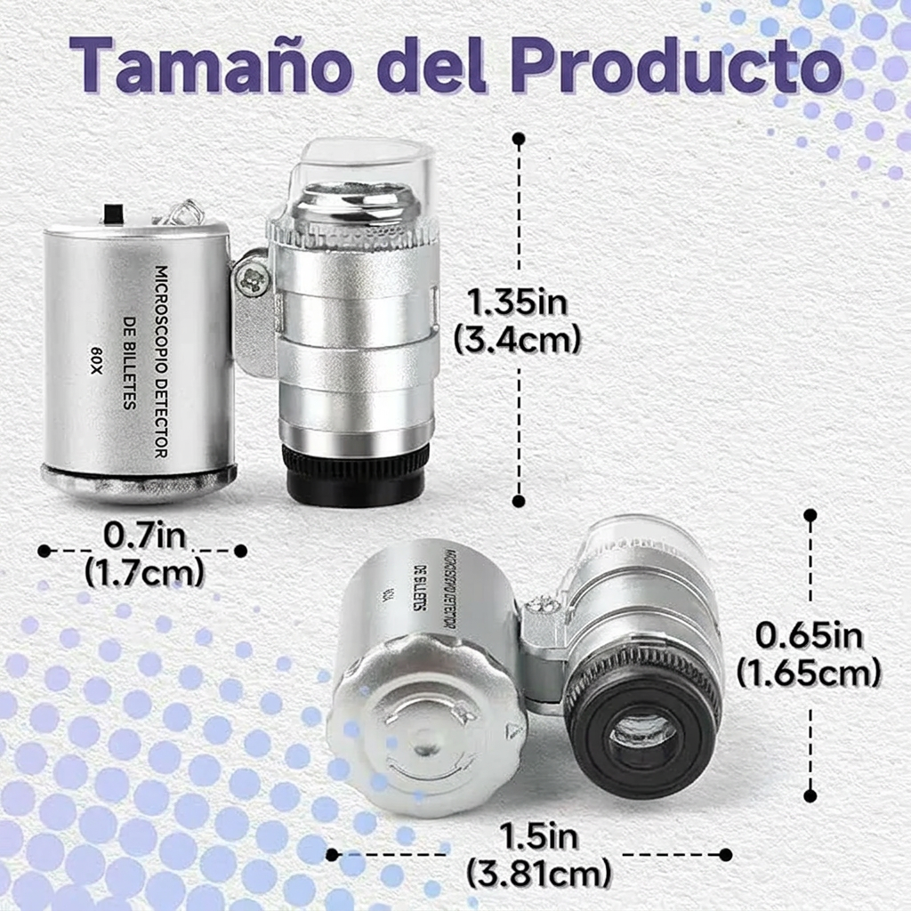 Microscopio de bolsillo portatil con luz LED