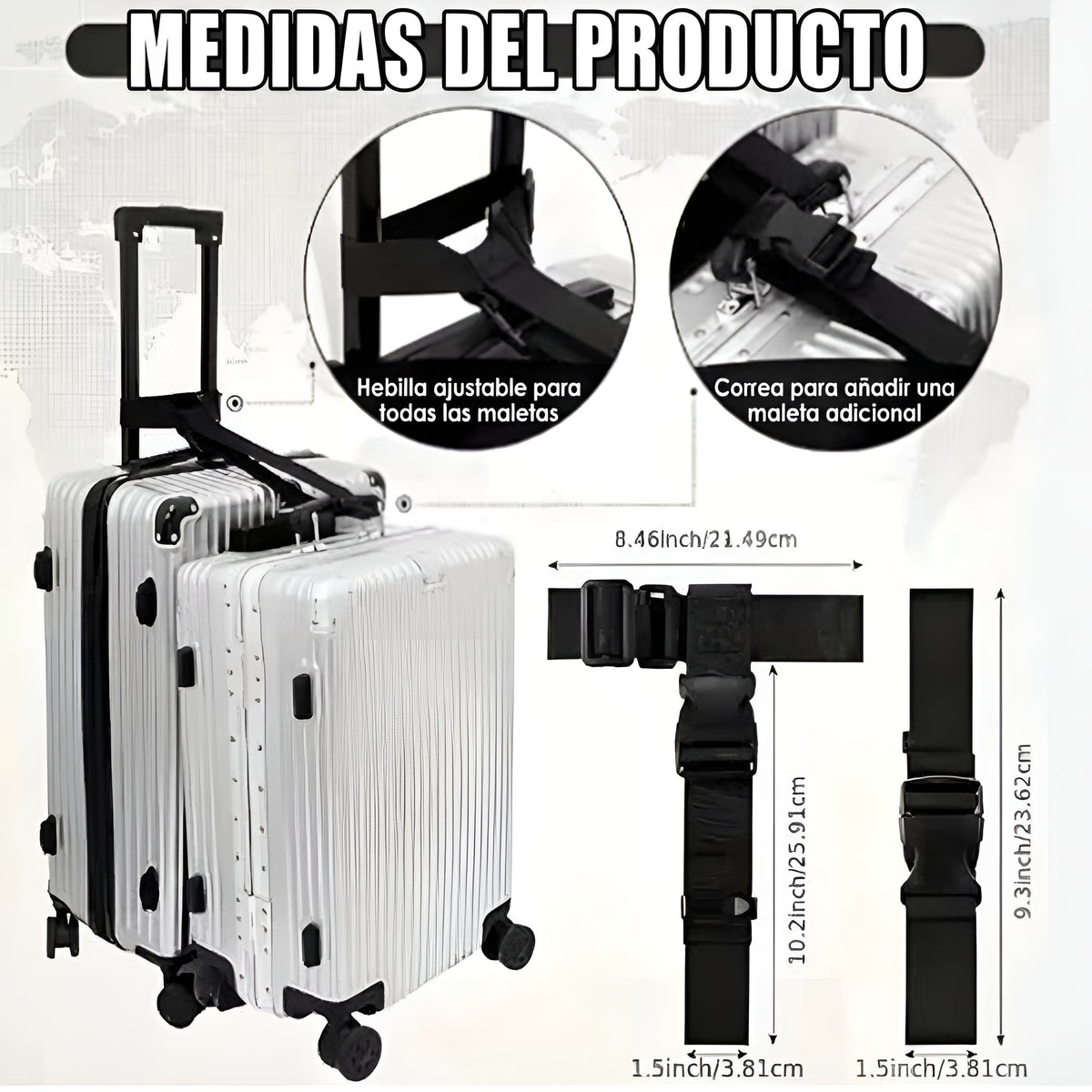 Cinturon de veliz ajustable resistente (2 unidad)