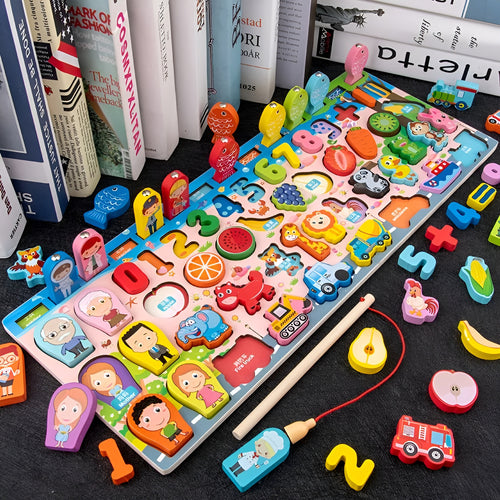 Juego de Pesca Magnetico Puzzle Rompecabezas de Madera
