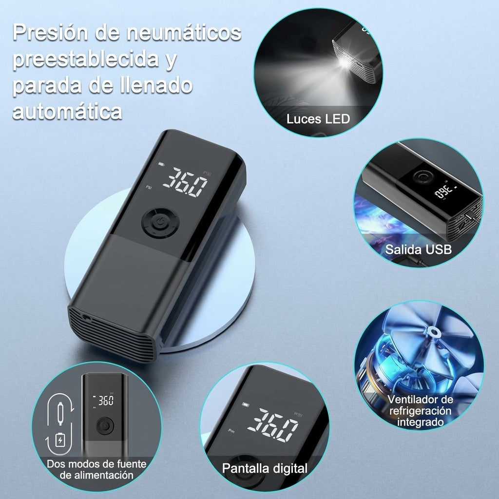 Inflador de cauchos y powerbank