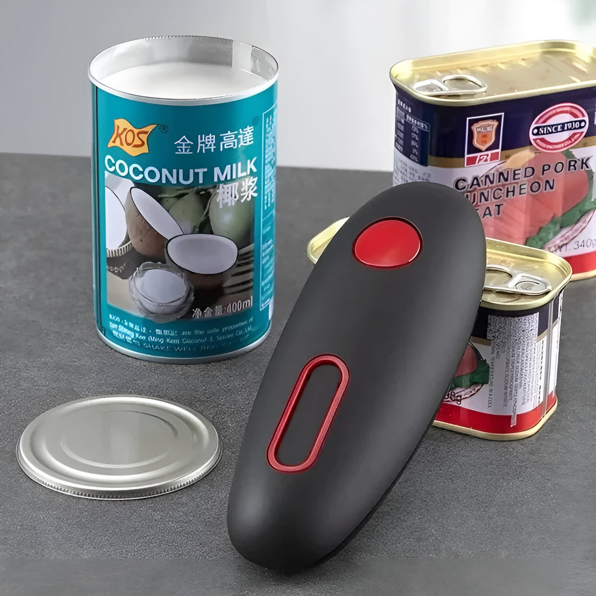 Abrelatas automatico con borde liso – Vista de cerca del producto – NQLN Store