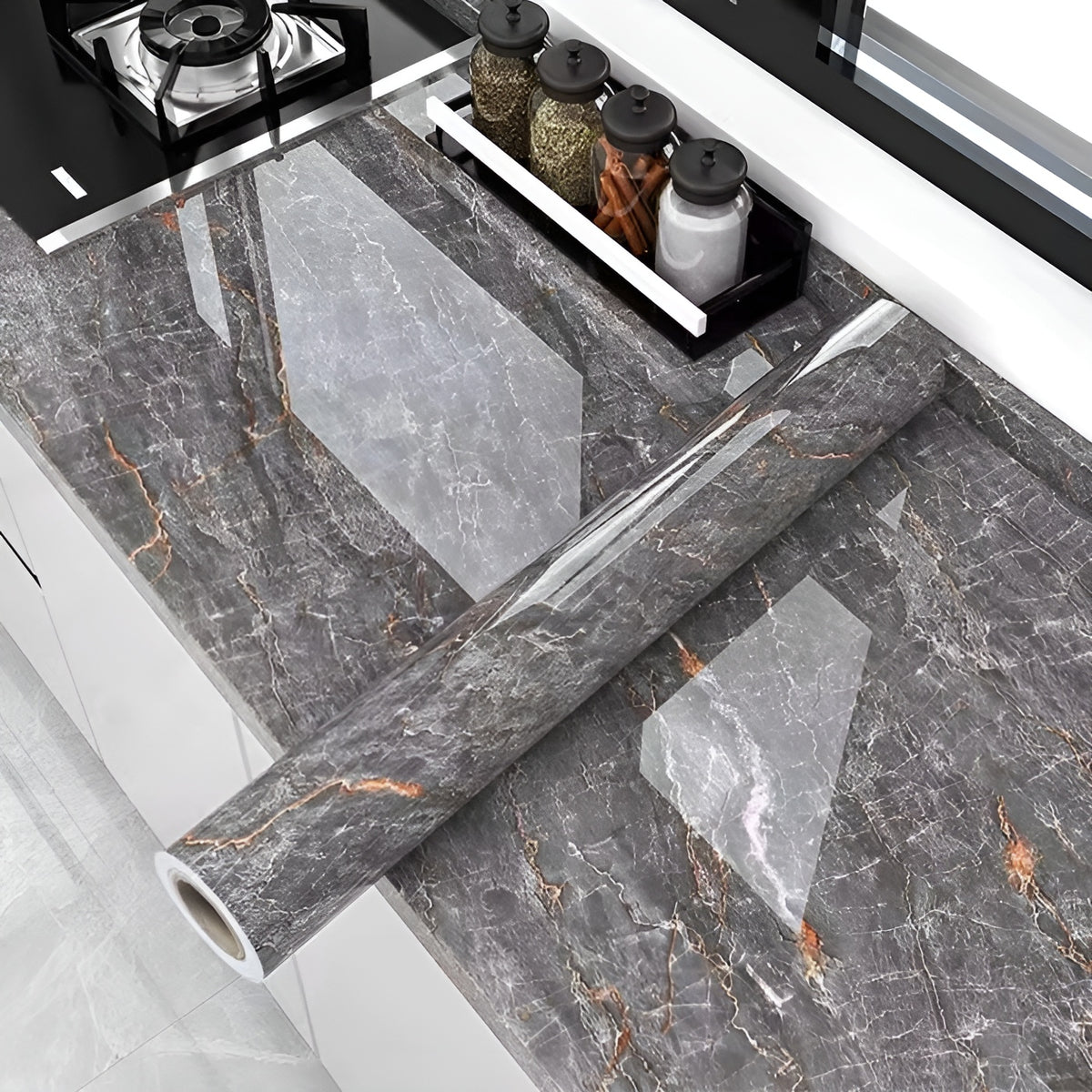 Papel tapiz 3D de mármol impermeable para cocina – Tienda online NQLN Store Venezuela