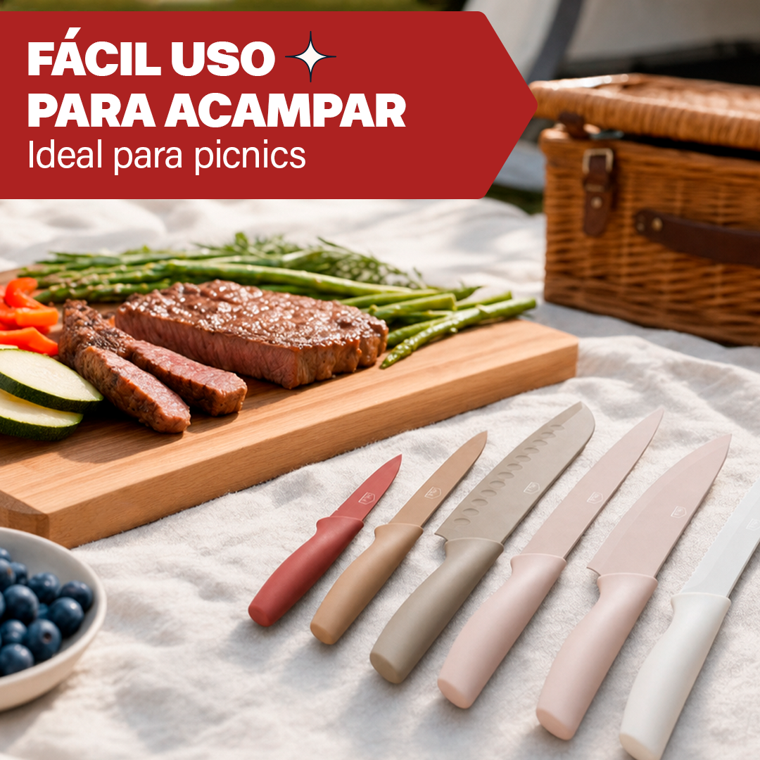 Set de cuchillos con tijera (Juego de 6 + 1 tijera) VAULI