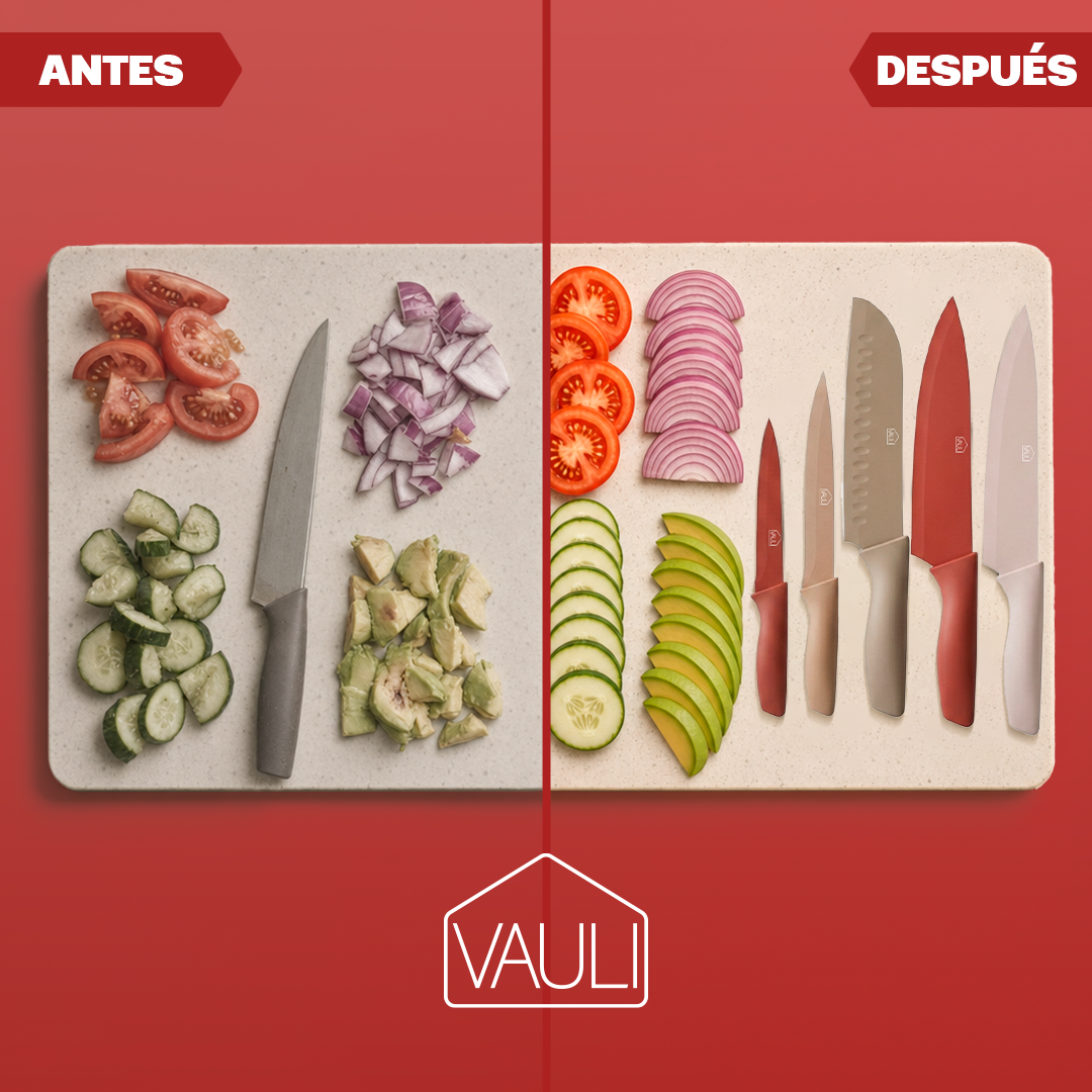 Set de cuchillos con tijera (Juego de 6 + 1 tijera) VAULI