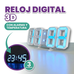 Reloj digital 3D con alarma