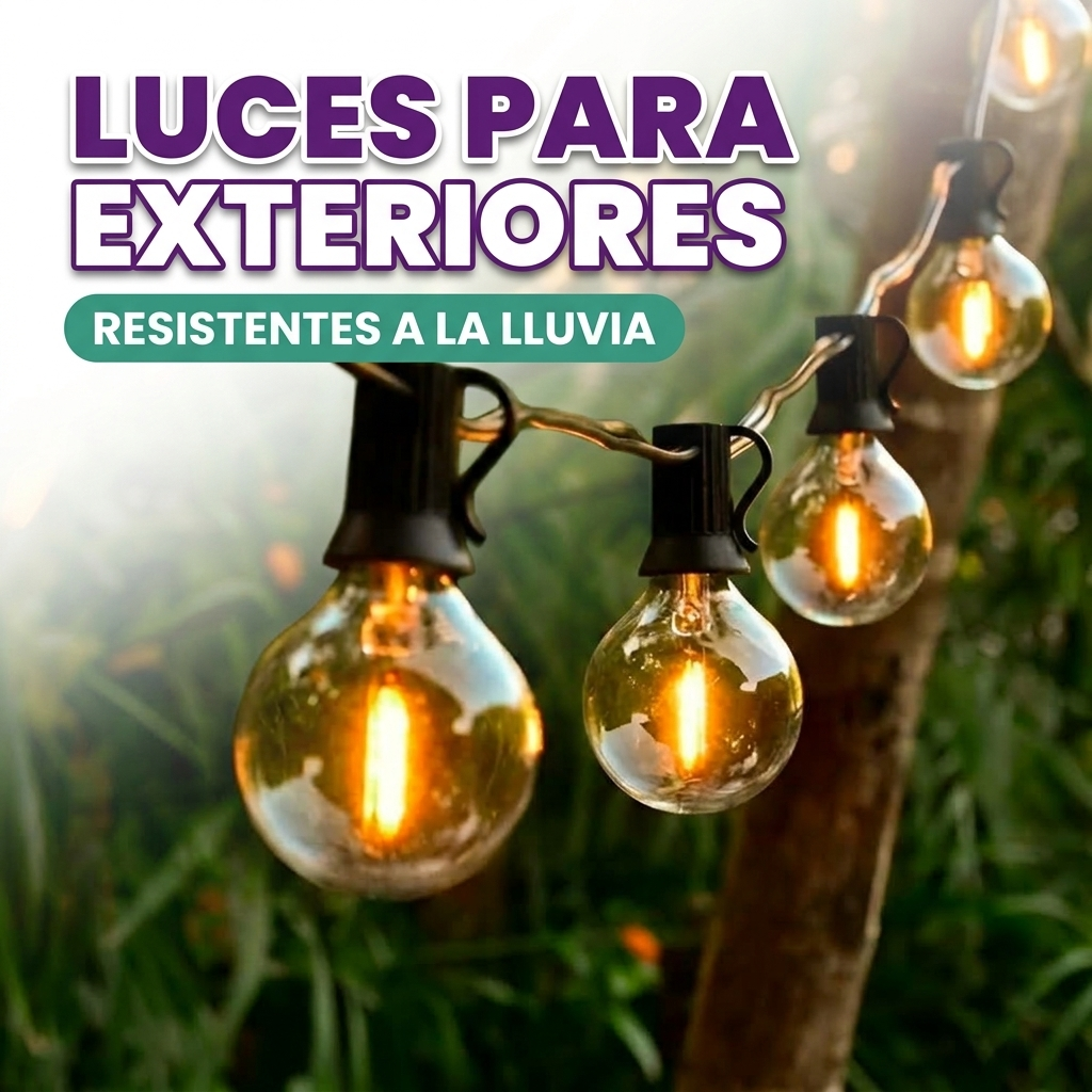 Luces para exteriores de 10 metros de Longitud y 25 Bombillos