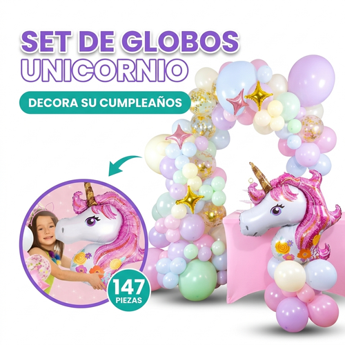 Set de Globos para Cumpleaños Temática: Unicornio