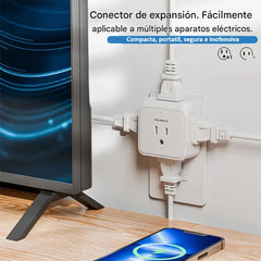 Adaptador de viaje portátil con divisor de 5 tomas de corriente PUJIMAX