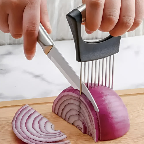 Soporte acero inoxidable para rebanar cebollas