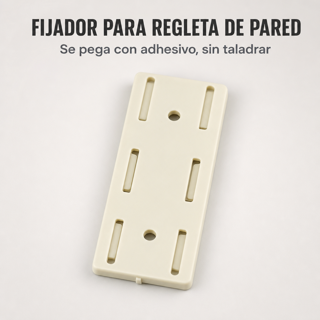 Fijador para regleta de pared con autoadhesivo multifuncional