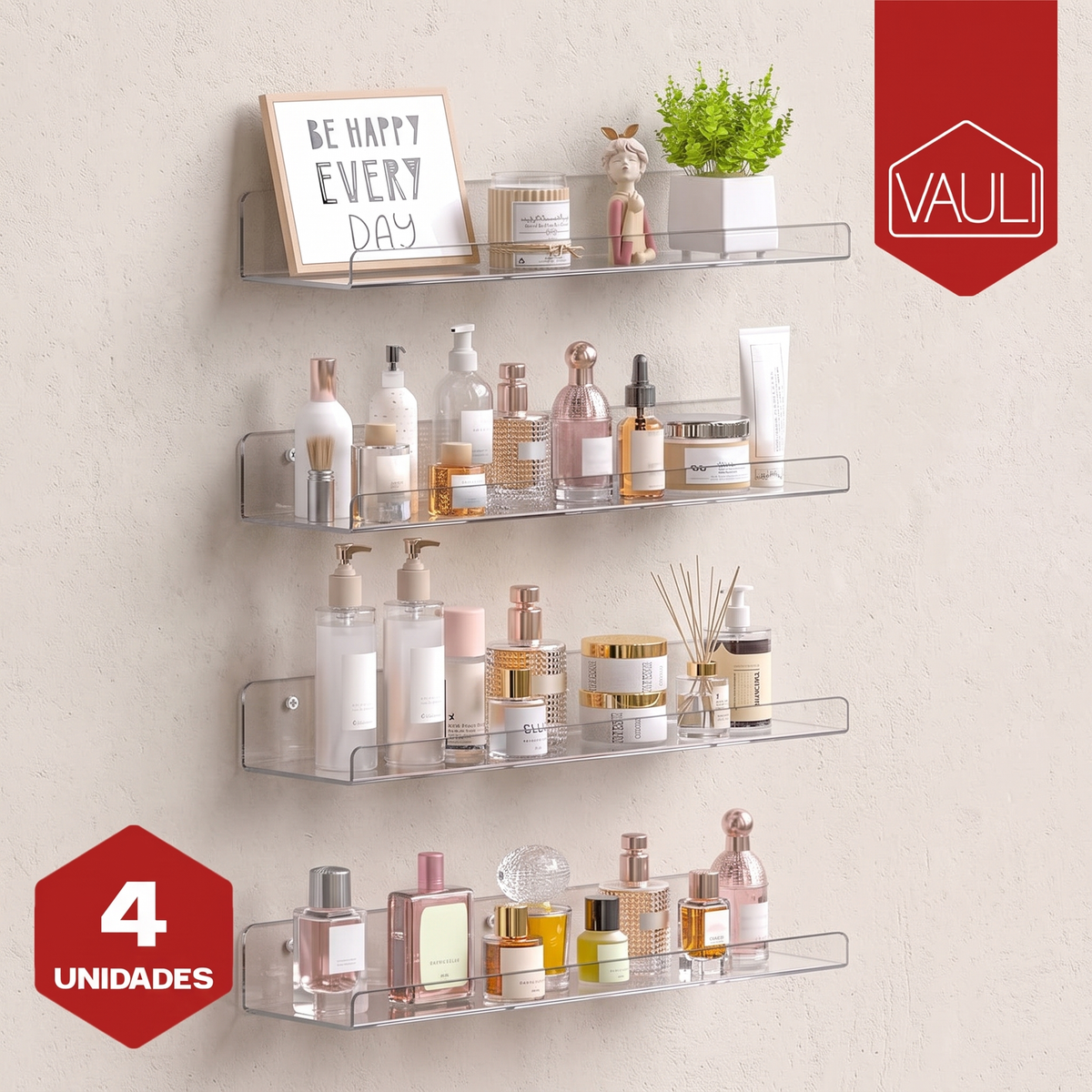 Set de estantes acrilicos VAULI (4 unidades)