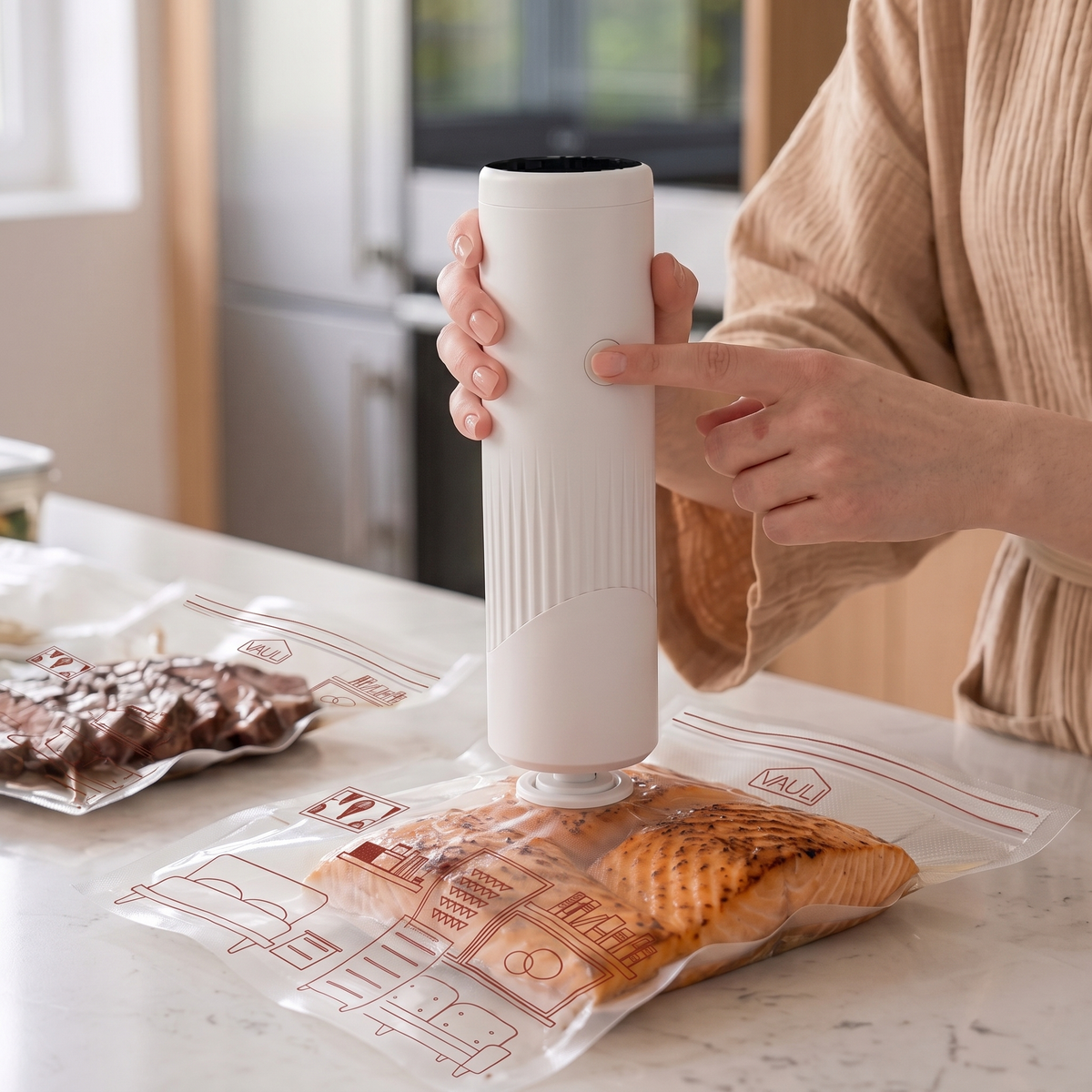 Kit de sellado al vacío para comida alimentos (bomba + 20 bolsas) VAULI