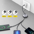 Cable de carga Lightning retractil 3 en 1 – Detalle y presentación – NQLN Store Venezuela