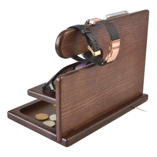 Organizador de madera para teléfono cartera reloj