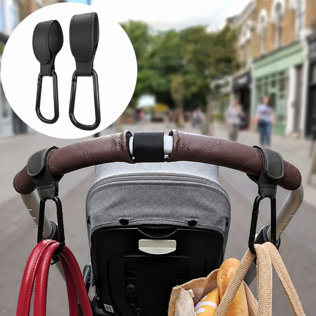 Gancho ajustable de cuero organizador para cartera en carrito de bebe