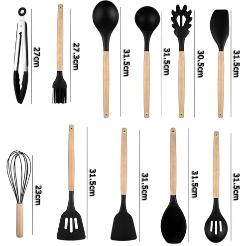 Juego de utensilios de cocina duraderos de silicona 11 unidades