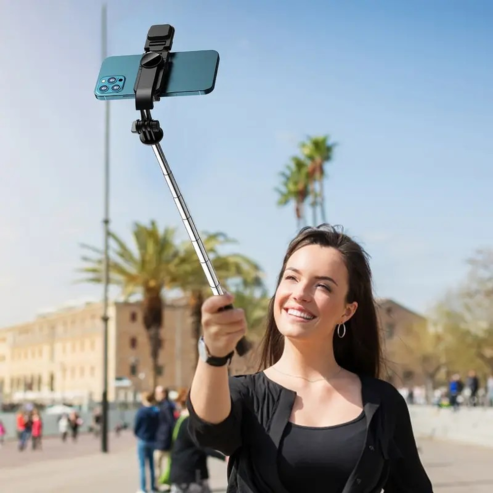 Tripode de palo selfie extensible con control remoto inalambrico