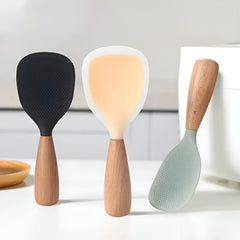 Espatulas de silicona con mango de madera color negro