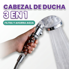 Cabezal de ducha de piedras con sistema de pulverizacion 3 en 1