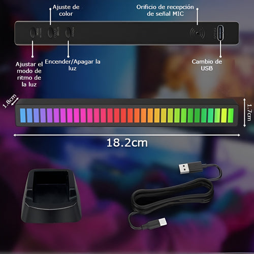Barra de luces LED RGB ritmo de sonido ambiental