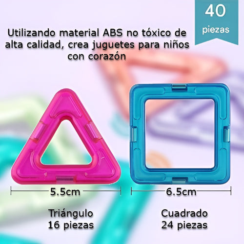 Juguete magnetico en bloques cuadrados 40 piezas