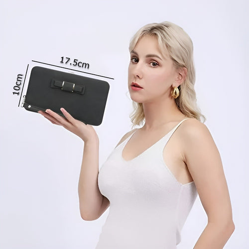 Cartera de semicuero con cremallera para mujer