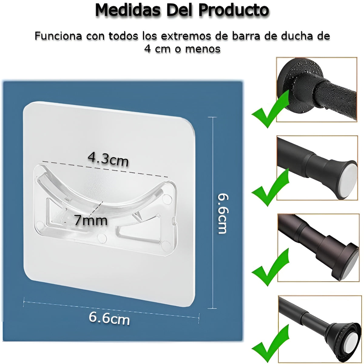 Soporte de barra para cortinas (Pack de 10) – Vista detalle del producto – NQLN Store